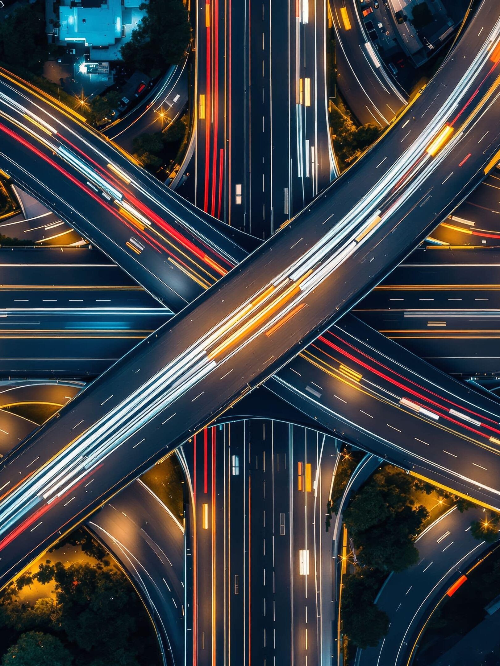 Das Bild steht für die globale Vernetzung über Wide Area Networks (WAN). Die Straßen symbolisieren Datenautobahnen, die Lichtspuren den ständigen Informationsfluss zwischen Standorten. Wie bei einer komplexen Infrastruktur sorgen wir mit unserer WAN-Beratung dafür, dass Unternehmen die optimale Route für ihre Datenströme nutzen – sicher, effizient und zukunftssicher.