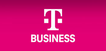 Telekom Business Logo auf magentafarbenem Hintergrund.